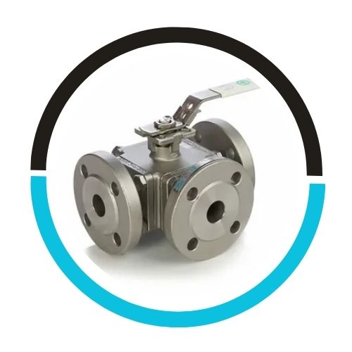 Three Piece Design Three Way Flanged Ball Valve in UAE